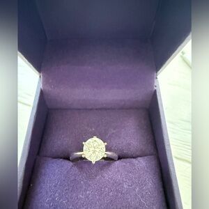 Silver Toned Travel Ring with Clear Gemstone * Box not included